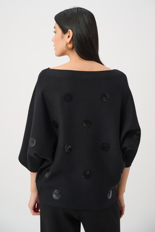 Joseph Ribkoff 263942 Black Circle Sequin Knitted Jumper