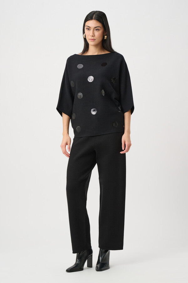 Joseph Ribkoff 263942 Black Circle Sequin Knitted Jumper