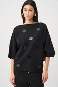 Joseph Ribkoff 263942 Black Circle Sequin Knitted Jumper