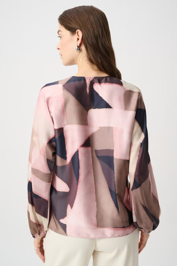 Joseph Ribkoff 264197 Printed Black/Pink Smart Blouse