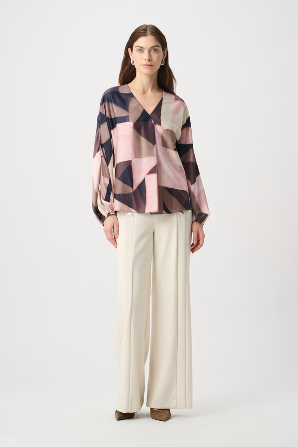 Joseph Ribkoff 264197 Printed Black/Pink Smart Blouse