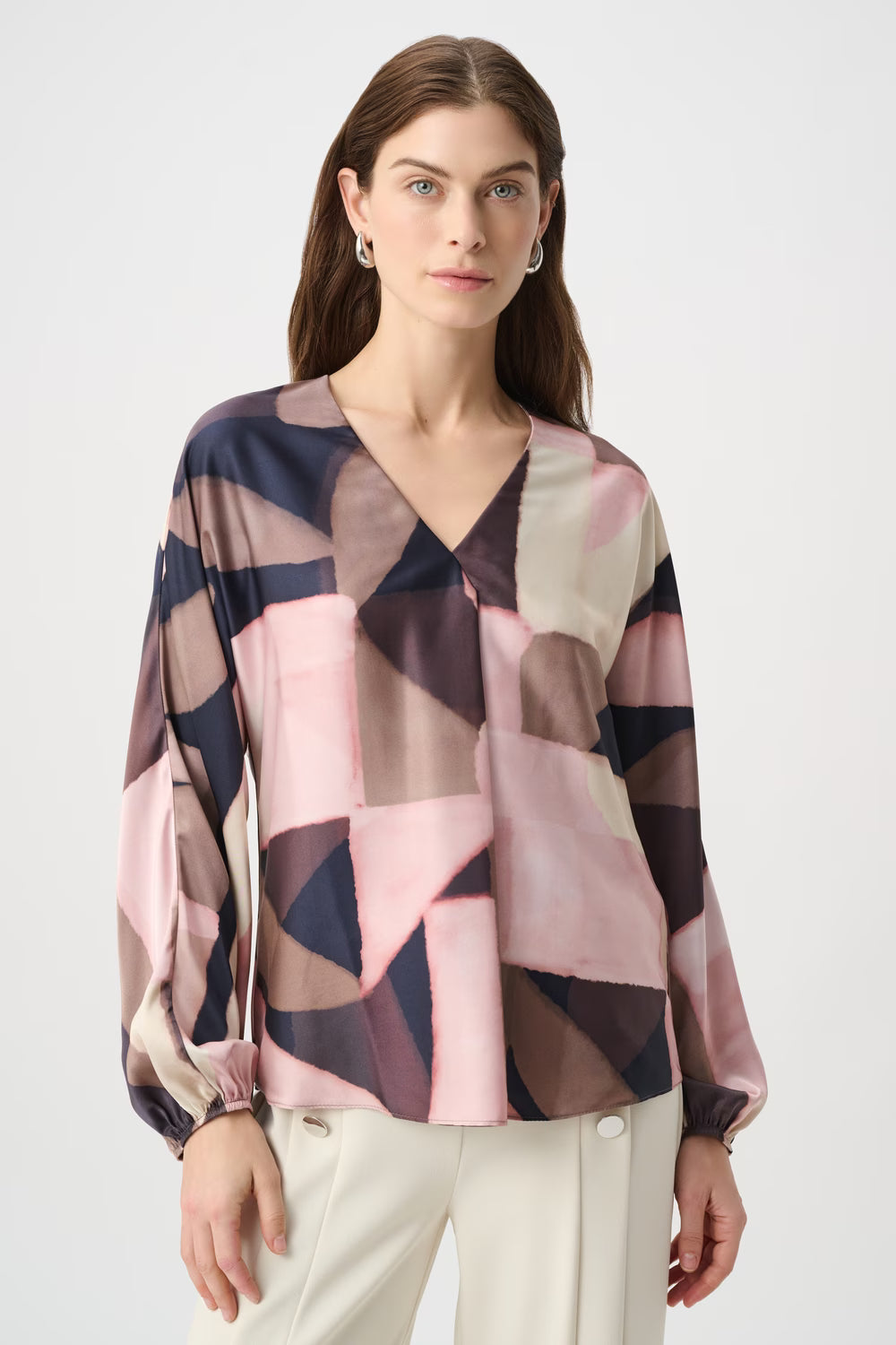 Joseph Ribkoff 264197 Printed Black/Pink Smart Blouse