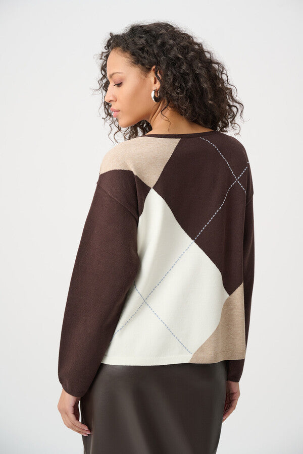 Joseph Ribkoff 263948 Mocha Multi Coloured Jumper