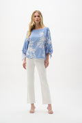Joseph Ribkoff 262067 Vanilla And Blue Top
