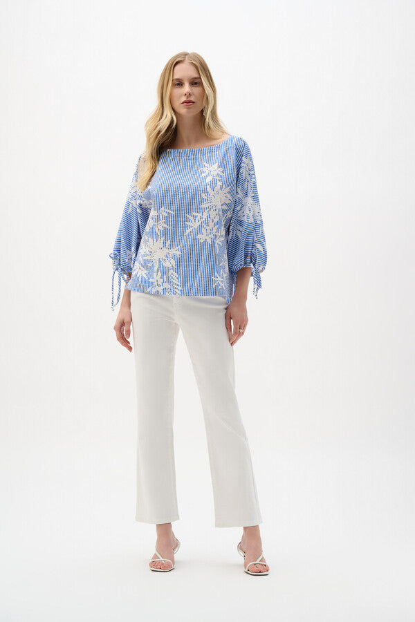Joseph Ribkoff 262067 Vanilla And Blue Top