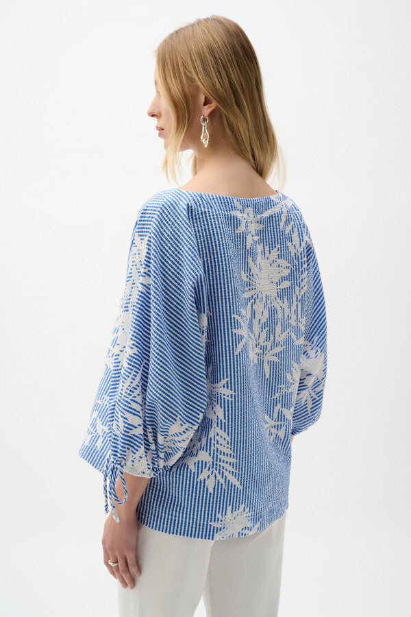 Joseph Ribkoff 262067 Vanilla And Blue Top