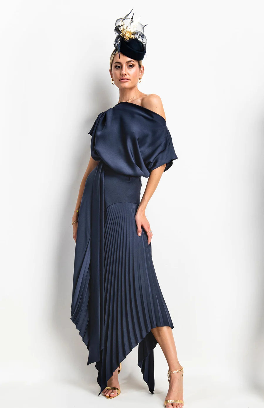 Kevan Jon Mila Pleat Knee Length Dress