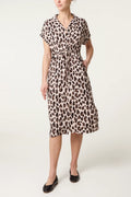 Nova Animal Drawstring Waist Shirt Dress