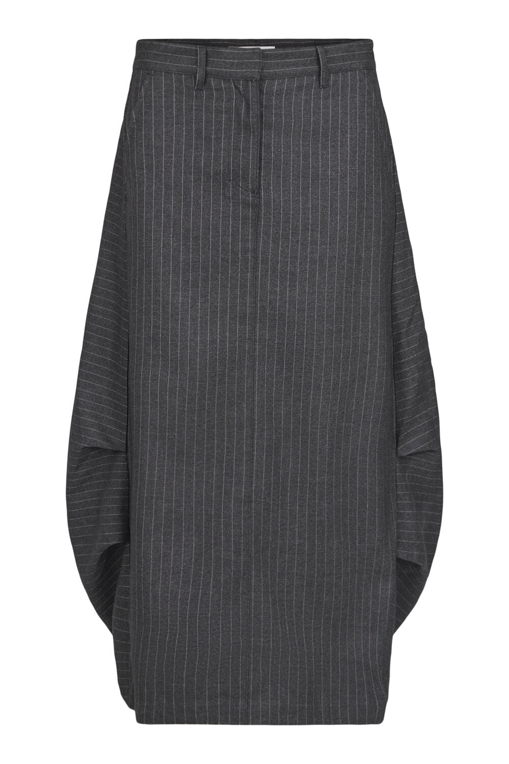 Noen 85794 Pinstripe Grey Contempoary Asymetrical Skirt