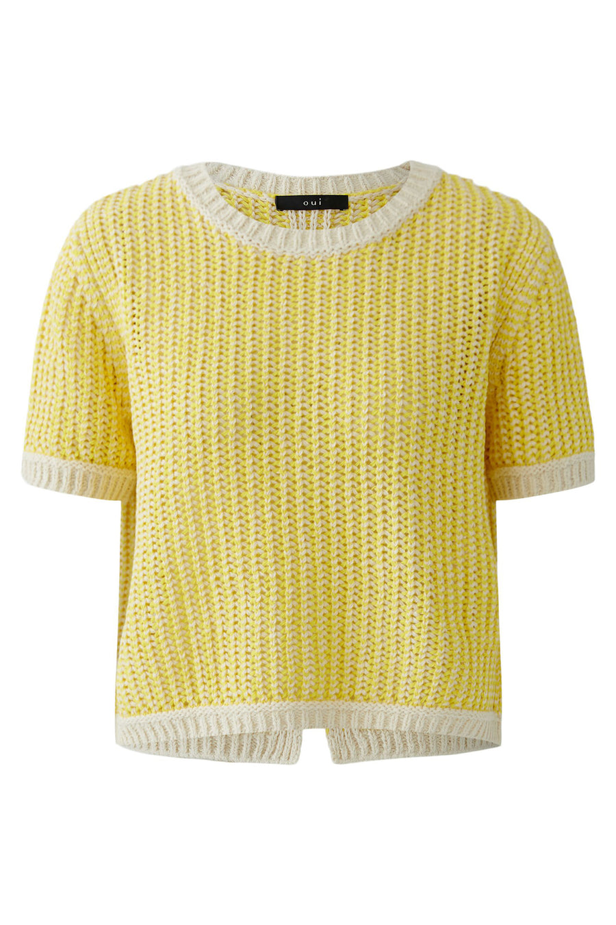Oui 97263 Yellow Short Sleeves Round Neck Jumper