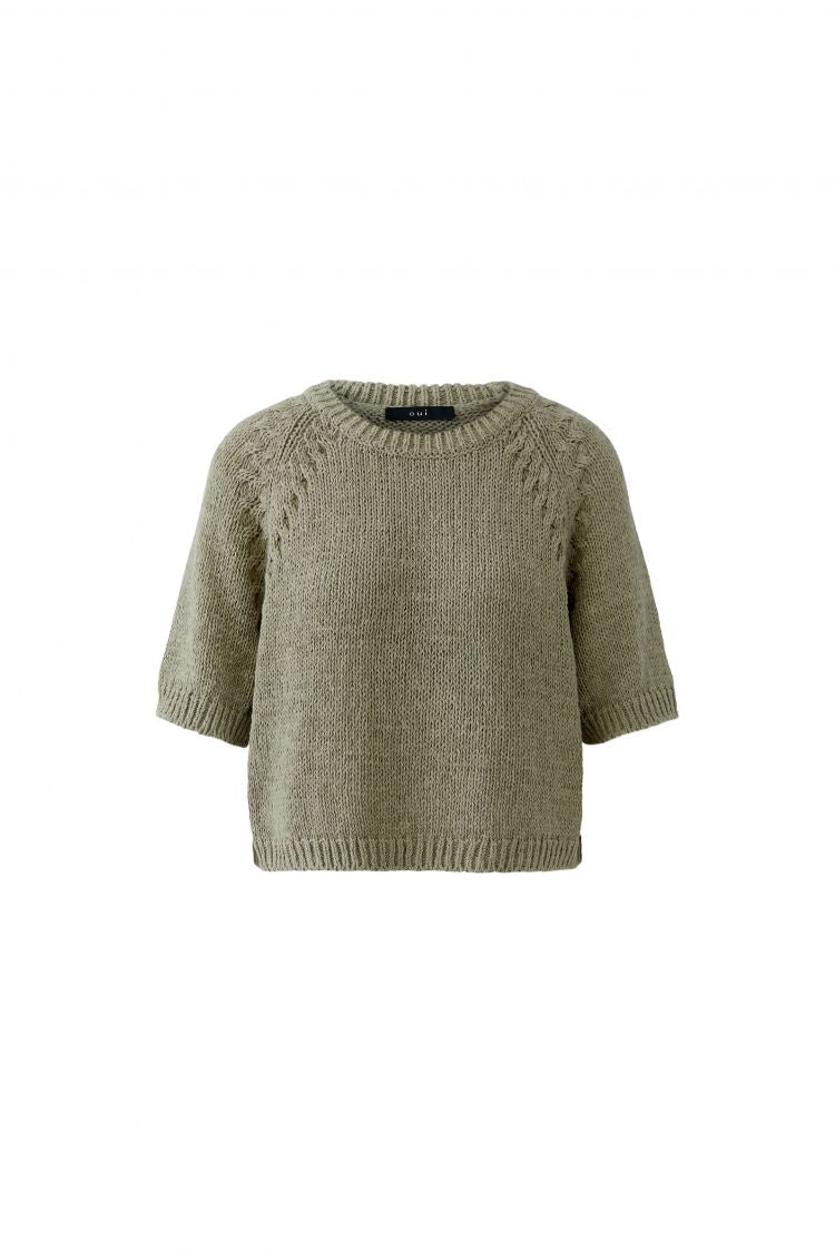 Oui 97421 Sage Green 3/4 Sleeves Jumper