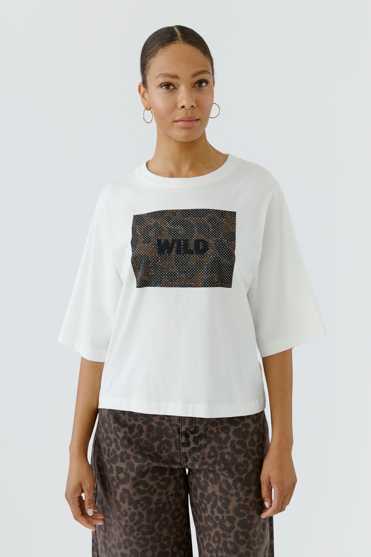Oui 99054 Off White T-Shirt With Print On Front