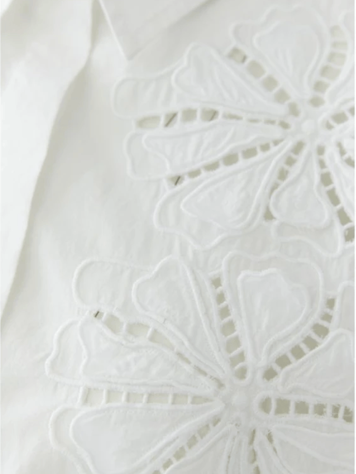 Oui 97230 White Short Sleeve With Collar Blouse
