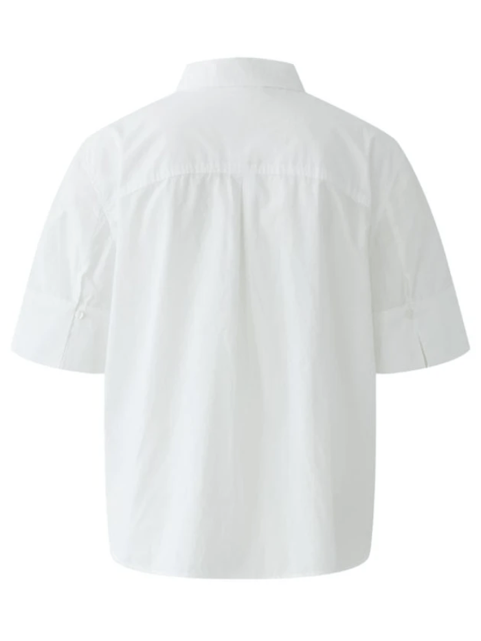 Oui 97230 White Short Sleeve With Collar Blouse