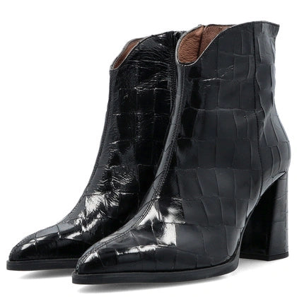 Wonders M- 5444 Misuri Negro Block Heel Ankle Boots