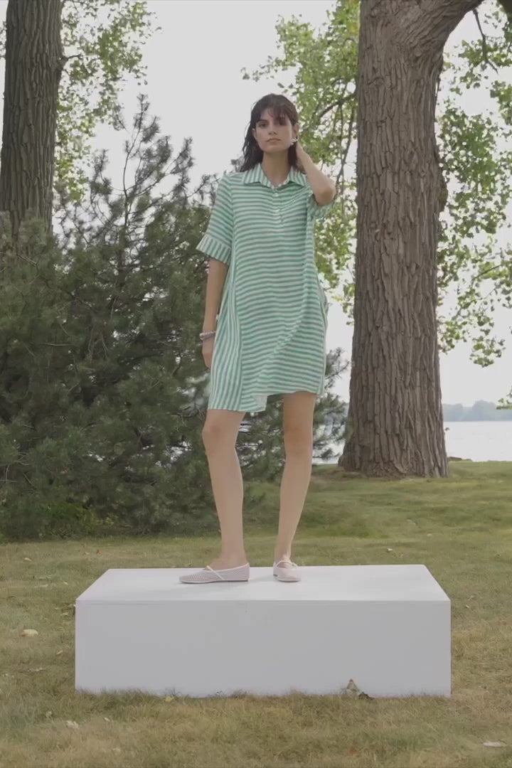 Joseph Ribkoff 262175 Green Dress With Short Sleeves And Collar