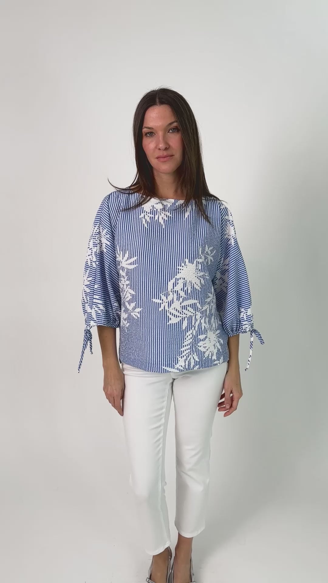 Joseph Ribkoff 262067 Vanilla And Blue Top