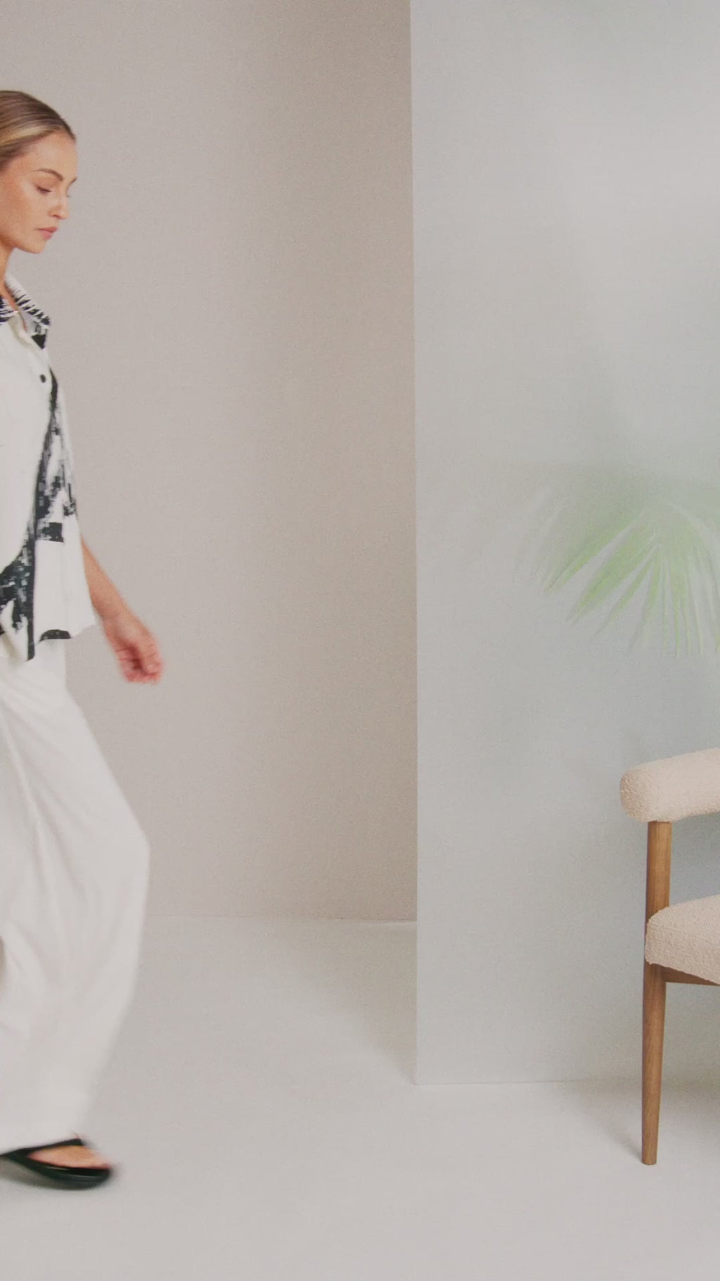 Naya Brush Stroke Print Blouse With Contrast Cuff 318