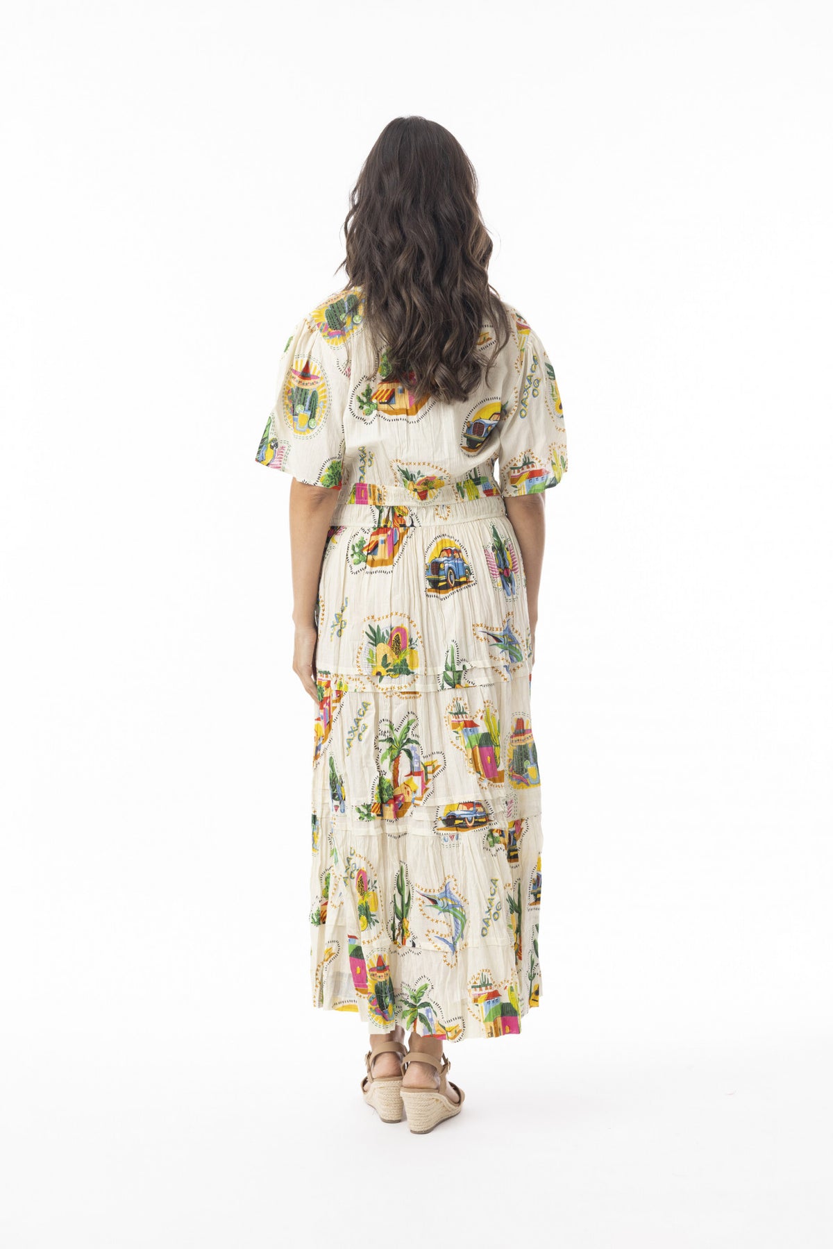 Orientique 10166 Guatemala Print Maxi Dress With Elastic Waist