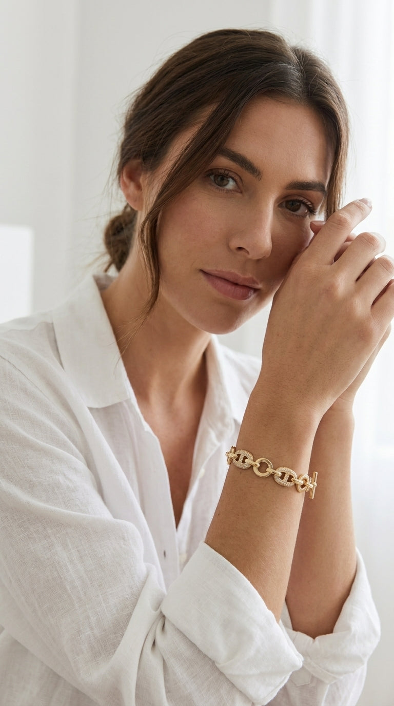Envy 4939 Gold Bracelet With Sparkle Details