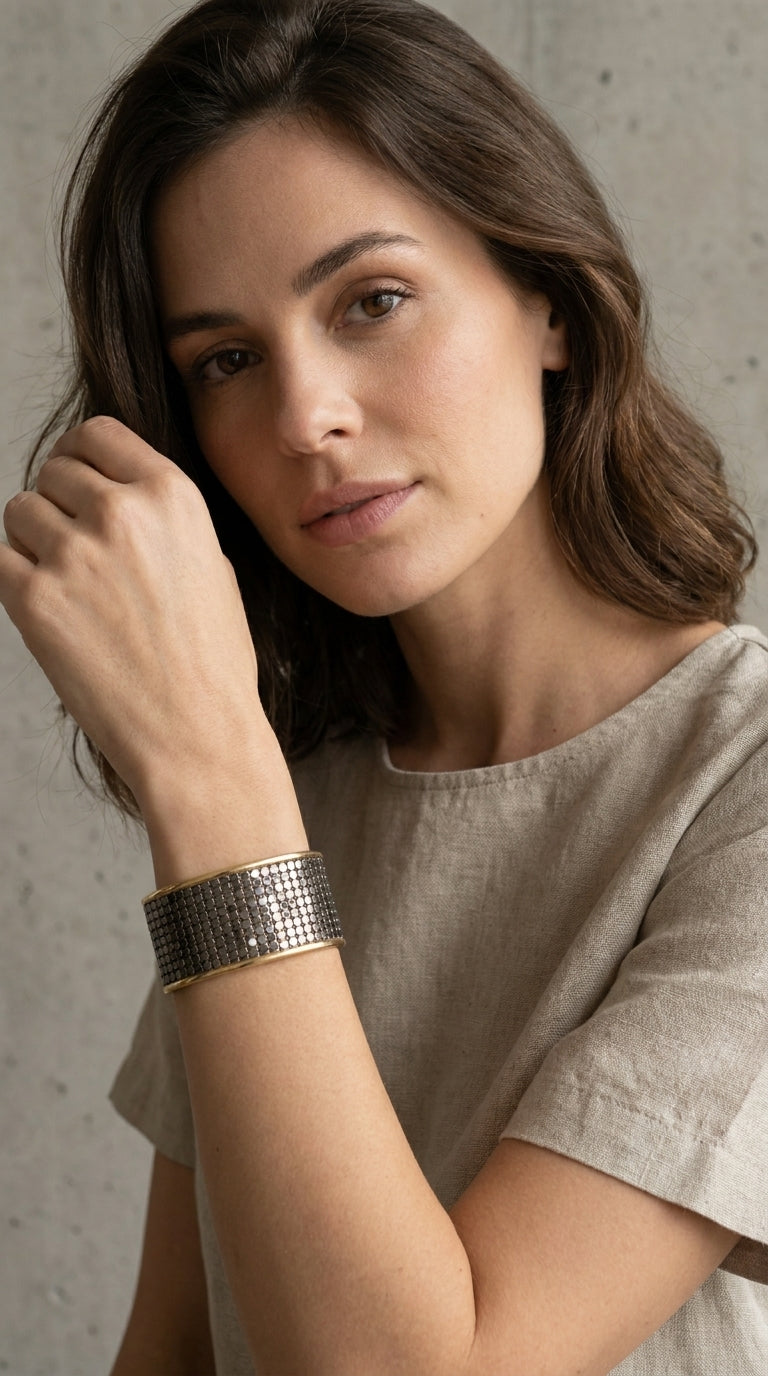 Envy 657 Classic Black Modern  Wide Open Cuff Bracelet