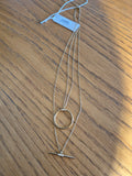 White Leaf- Two Tier Circle/Bar Necklace
