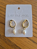 White Leaf- Pearl Drop Earrings