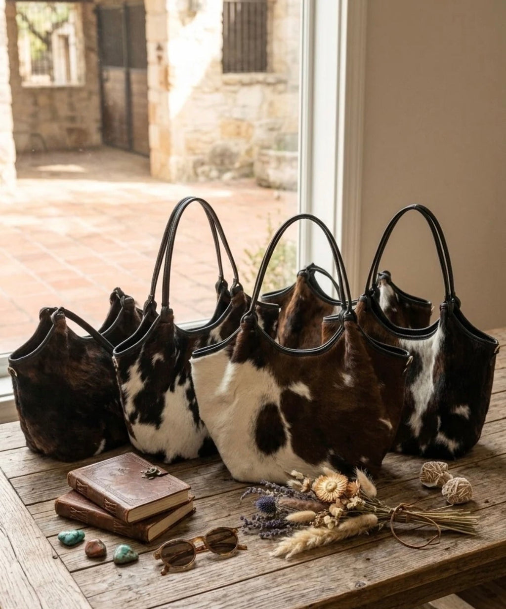 Leivip Hair-On Leather Small Tote Handbag