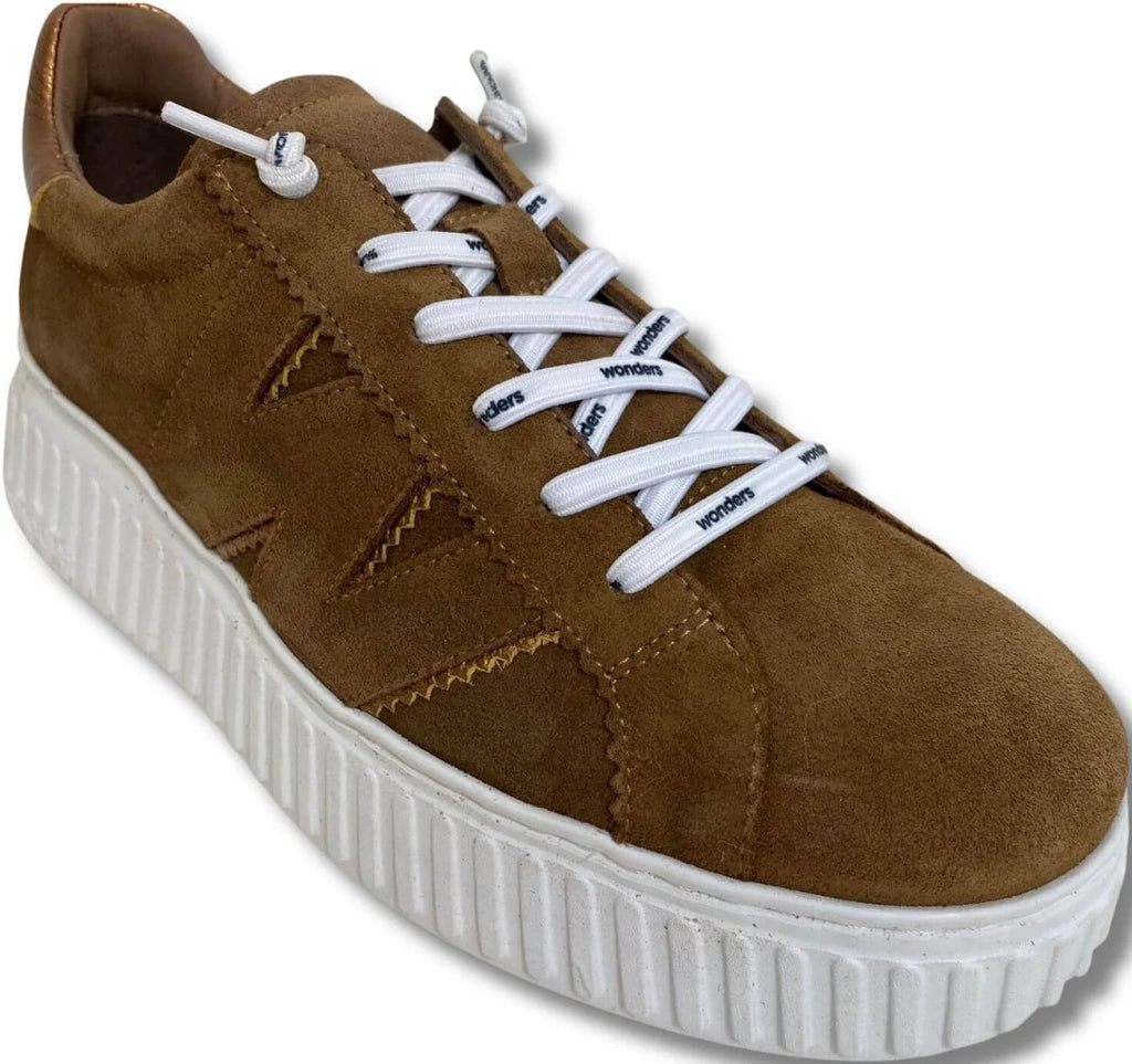 Wonders A-5201 Camel Color Trainers With White Sole