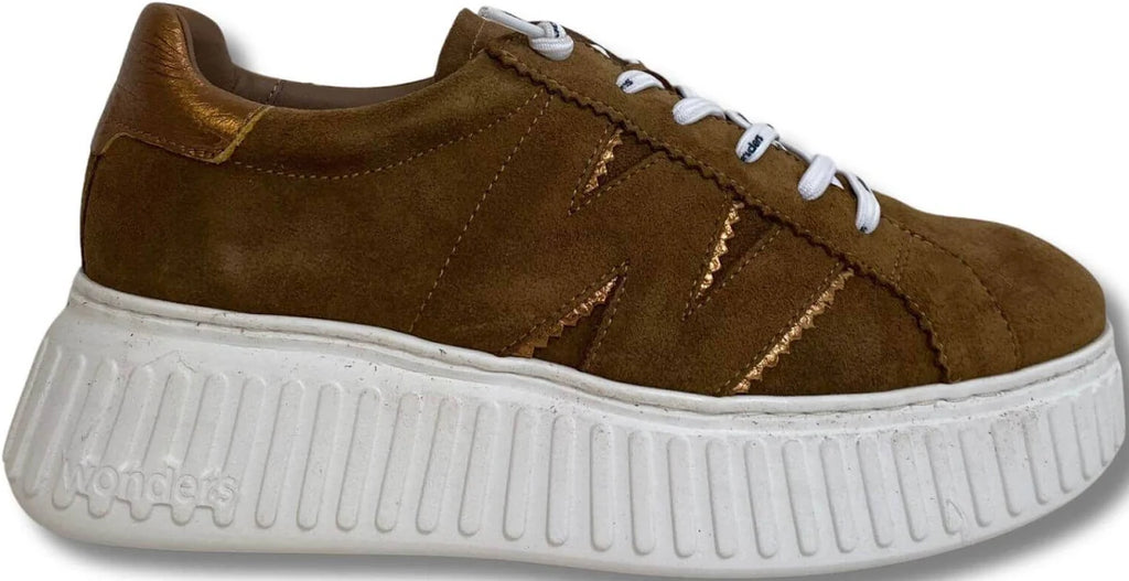 Wonders A-5201 Camel Color Trainers With White Sole