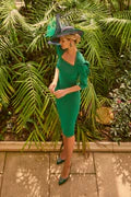 Veni Infantino 992203 Teal Puff Sleeve Fitted Dress